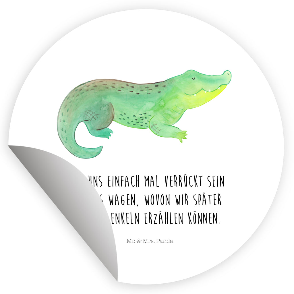 Rund Aufkleber Krokodil Sticker, Aufkleber, Etikett, Meerestiere, Meer, Urlaub, Krokodil, Krokodile, verrückt sein, spontan sein, Abenteuerlust, Reiselust, Freundin, beste Freundin, Lieblingsmensch