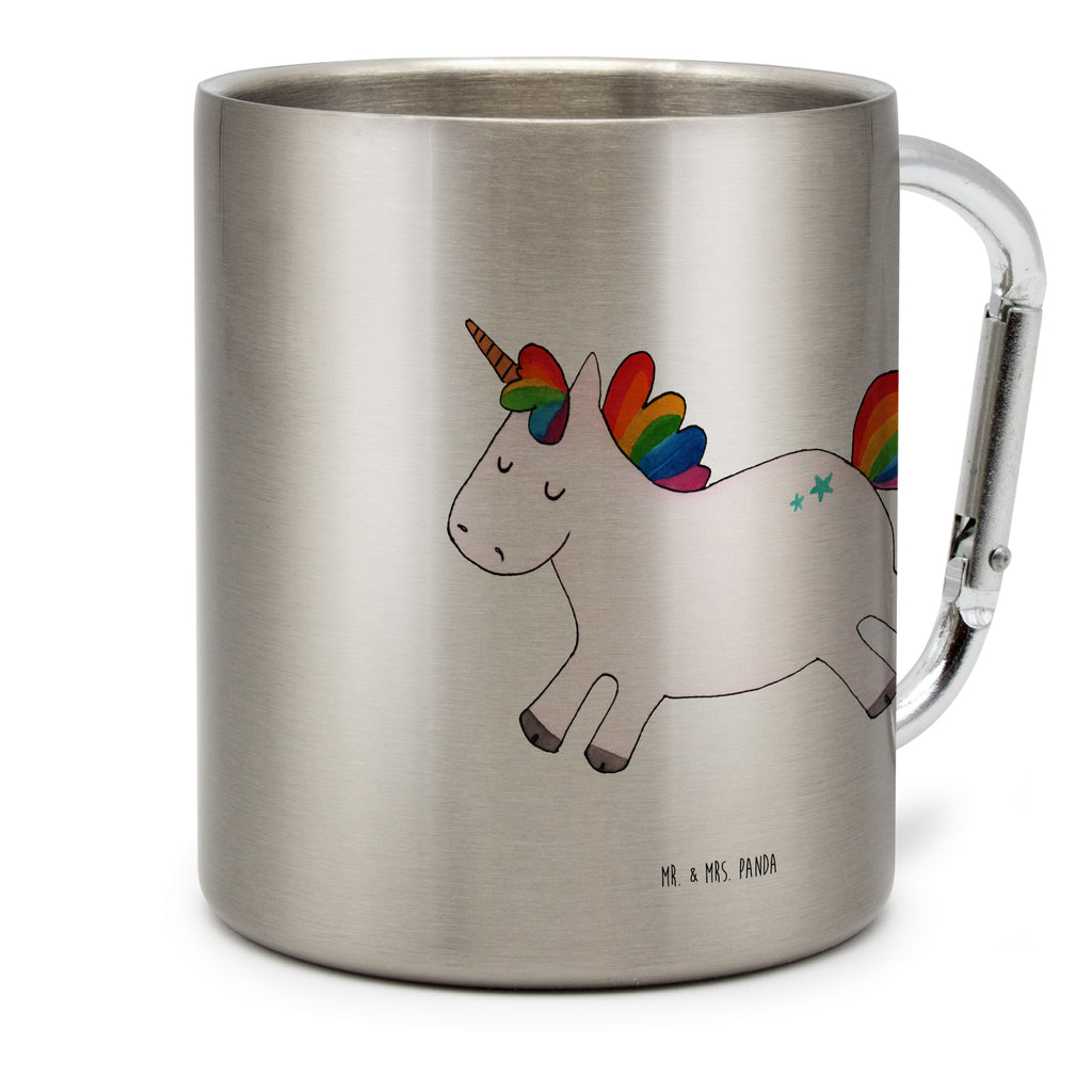 Edelstahlbecher Einhorn Happy Edelstahltasse, Karabiner, Edelstahlbecher, Outdoor, Camping, Tasse, Becher, Einhorn, Einhörner, Einhorn Deko, Pegasus, Unicorn, glücklich, fröhlich, Spaß, Freude, Lebensfreude, witzig, spannend, Lächeln, Lachen