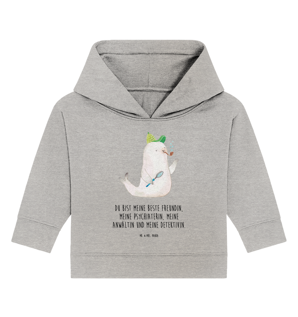 Organic Baby Hoodie Robbe Sherlock Baby Kapuzenshirt, Baby Kapuzensweatshirt, Baby Hoodie, Baby Pullover, Tiermotive, Gute Laune, lustige Sprüche, Tiere