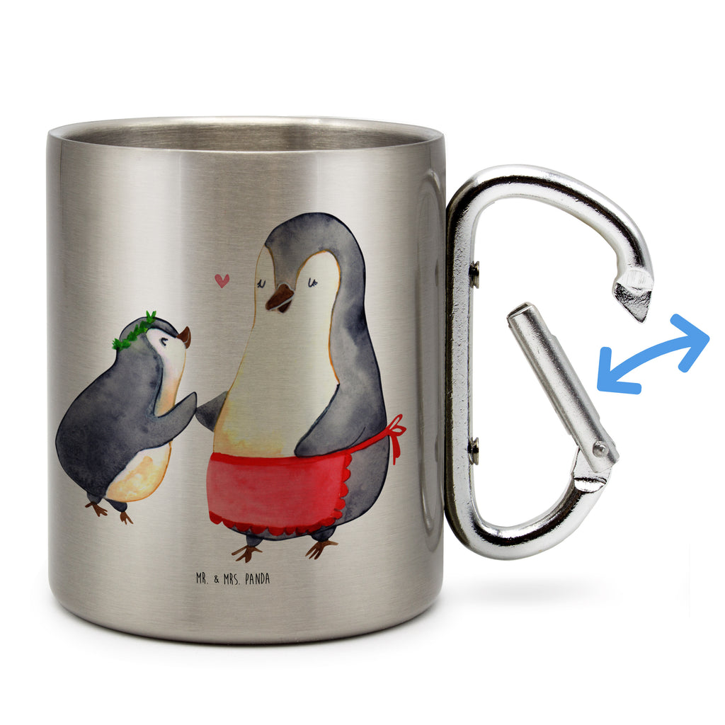 Edelstahlbecher Pinguin mit Kind Edelstahltasse, Karabiner, Edelstahlbecher, Outdoor, Camping, Tasse, Becher, Familie, Vatertag, Muttertag, Bruder, Schwester, Mama, Papa, Oma, Opa, Geschenk, Mami, Mutti, Mutter, Geburststag