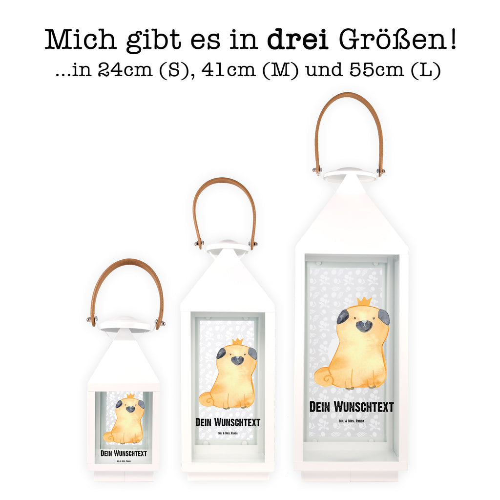 Personalisierte Deko Laterne Mops Krone Gartenlampe, Gartenleuchte, Gartendekoration, Gartenlicht, Laterne  kleine Laternen, XXL Laternen, Laterne groß, Hund, Hundemotiv, Haustier, Hunderasse, Tierliebhaber, Hundebesitzer, Sprüche, Mops, allergisch, kinderlos, Hausregel, Hundebesitzer. Spruch, lustig