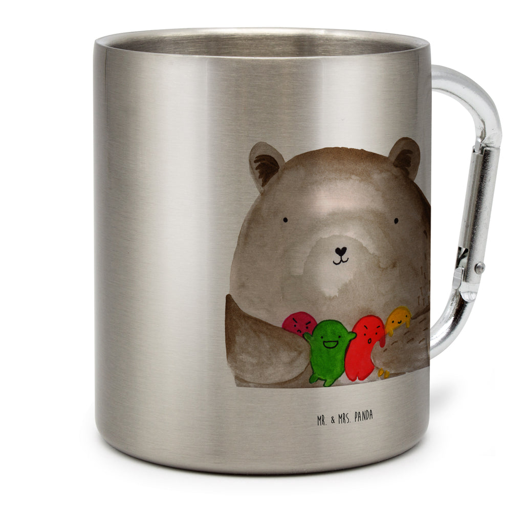 Edelstahlbecher Bär Gefühl Edelstahltasse, Karabiner, Edelstahlbecher, Outdoor, Camping, Tasse, Becher, Bär, Teddy, Teddybär, Wahnsinn, Verrückt, Durchgedreht