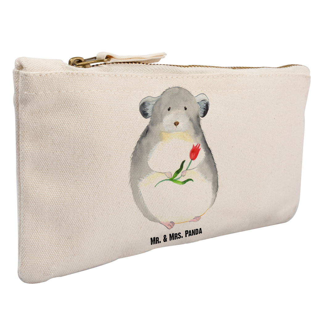 Schminktasche Chinchilla mit Blume Schminktasche, Kosmetiktasche, Kosmetikbeutel, Stiftemäppchen, Etui, Federmappe, Makeup, XXL, Schminketui, Kosmetiketui, Schlamperetui, Tiermotive, Gute Laune, lustige Sprüche, Tiere, Chinchilla, Chinchillas, Liebeskummer, Kummer, Depressionen, traurig sein, Chaos, Glücklichsein, Büro, Büroalltag