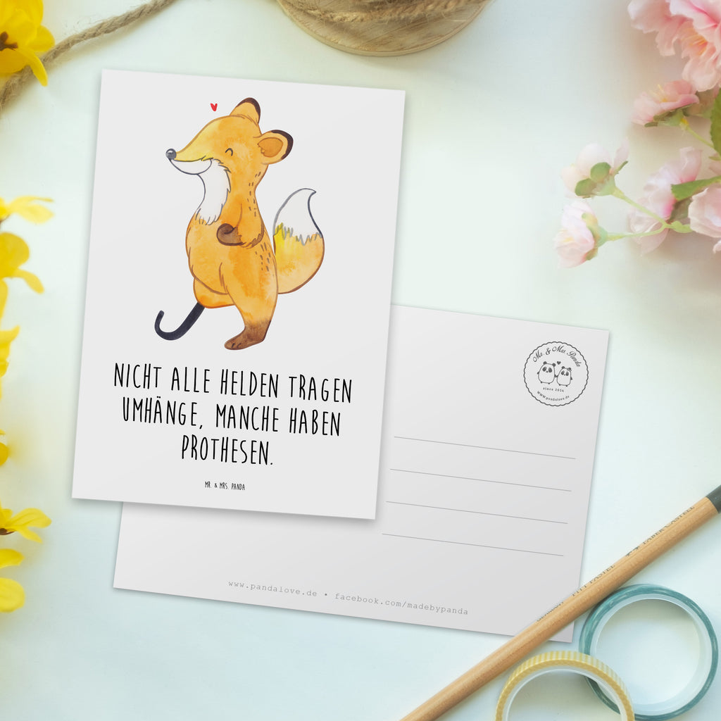 Postkarte Fuchs Beinprothese Postkarte, Karte, Geschenkkarte, Grußkarte, Einladung, Ansichtskarte, Geburtstagskarte, Einladungskarte, Dankeskarte, Ansichtskarten, Einladung Geburtstag, Einladungskarten Geburtstag, Fuchs, Amputation, Beimamputation, Beinprothese