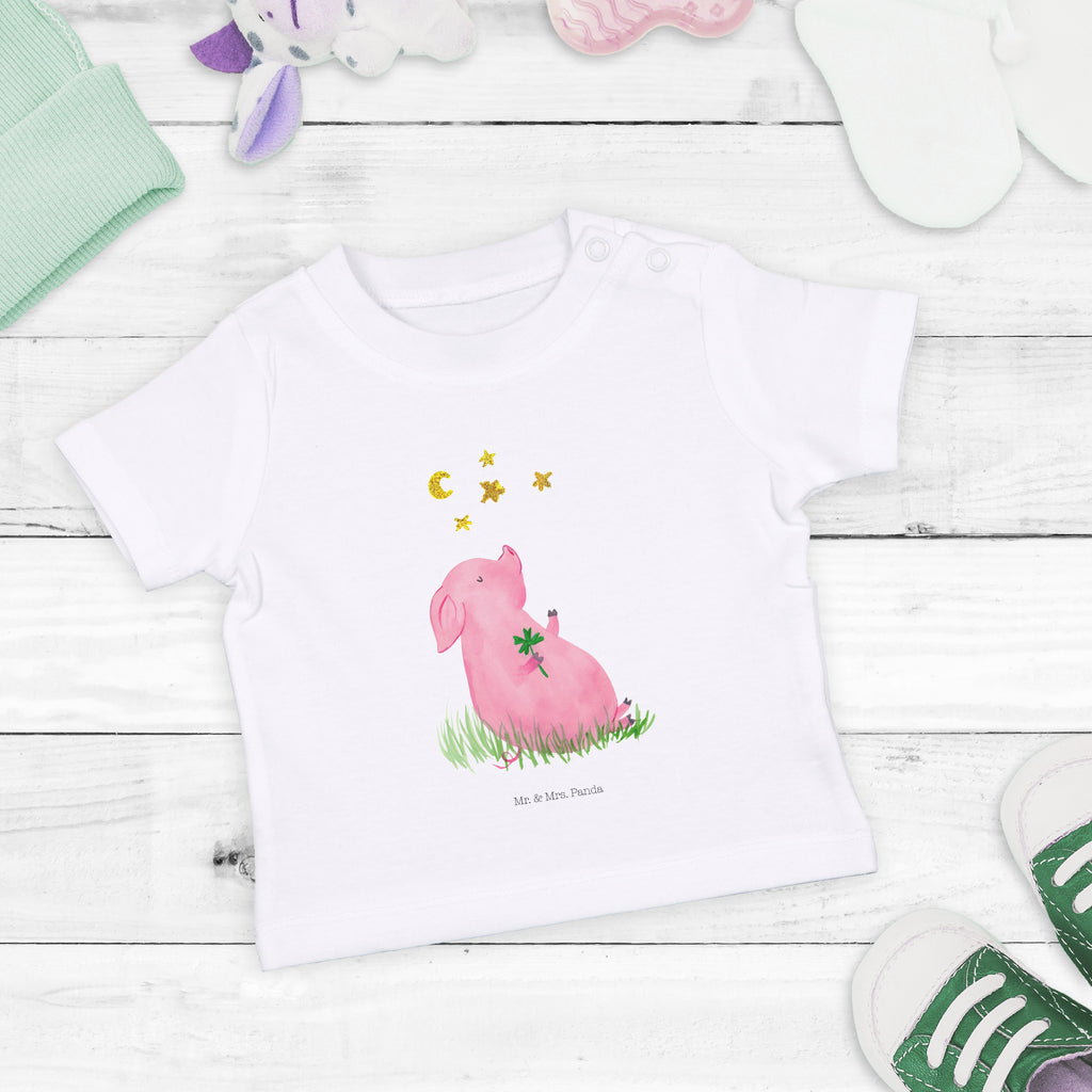 Organic Baby Shirt Schwein Glück Baby T-Shirt, Jungen Baby T-Shirt, Mädchen Baby T-Shirt, Shirt, Tiermotive, Gute Laune, lustige Sprüche, Tiere, Glücksschwein. Glück, Schwein, Schweinchen, Sterne, Sernchen, Ziele, Träume, Motivation, Glücksbringer