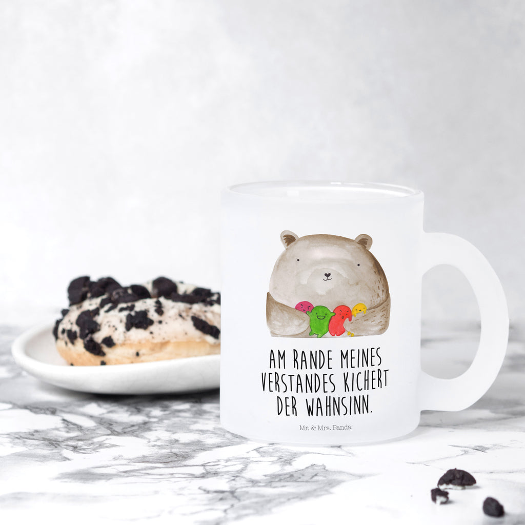 Teetasse Bär Gefühl Teetasse, Teeglas, Teebecher, Tasse mit Henkel, Tasse, Glas Teetasse, Teetasse aus Glas, Bär, Teddy, Teddybär, Wahnsinn, Verrückt, Durchgedreht