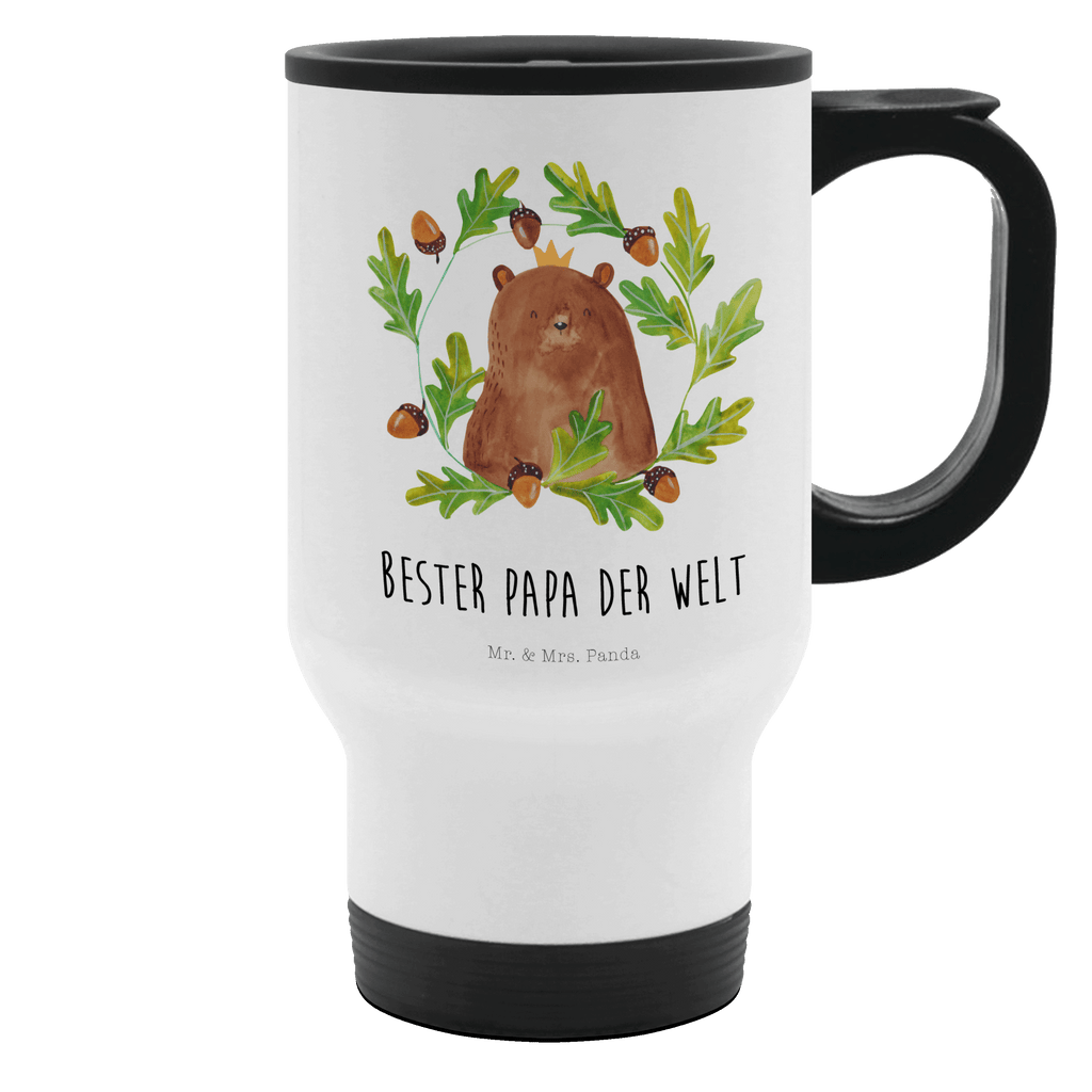 Thermobecher Bär König Thermobecher, To Go Becher, Thermotasse, Kaffeebecher, Isolierbecher, Thermobecher To Go, Warmhaltetasse, Edelstahlbecher, Reisebecher, Tasse mit Deckel, Thermobecher für 400 ml, Kaffeetasse zum Mitnehmen, Tasse zum Mitnehmen, Spülmaschinenfest, Bär, Teddy, Teddybär, Papa, Papa Bär, bester Vater, bester Papa, weltbester Papa, Vatertag, Vater, Dad, Daddy, Papi