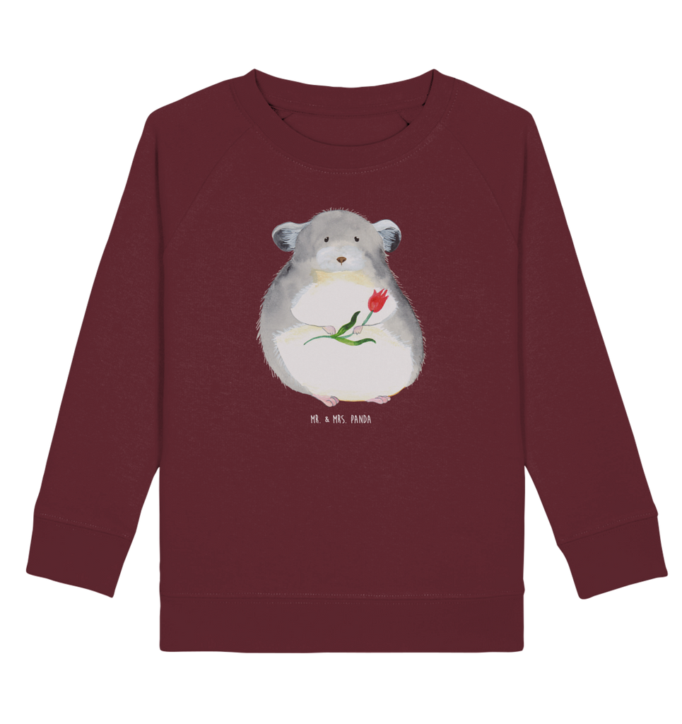 Organic Kinder Pullover Chinchilla mit Blume Kinder Pullover, Kinder Sweatshirt, Jungen, Mädchen, Tiermotive, Gute Laune, lustige Sprüche, Tiere, Chinchilla, Chinchillas, Liebeskummer, Kummer, Depressionen, traurig sein, Chaos, Glücklichsein, Büro, Büroalltag