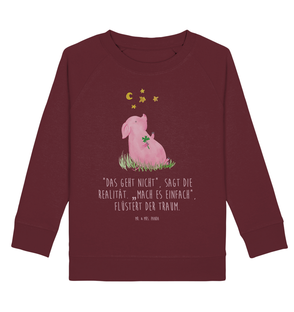 Organic Kinder Pullover Glücksschwein Kinder Pullover, Kinder Sweatshirt, Jungen, Mädchen, Tiermotive, Gute Laune, lustige Sprüche, Tiere, Glücksschwein. Glück, Schwein, Schweinchen, Sterne, Sernchen, Ziele, Träume, Motivation, Glücksbringer