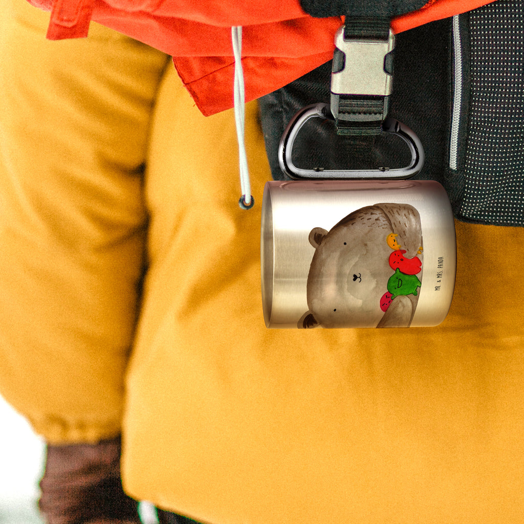 Edelstahlbecher Bär Gefühl Edelstahltasse, Karabiner, Edelstahlbecher, Outdoor, Camping, Tasse, Becher, Bär, Teddy, Teddybär, Wahnsinn, Verrückt, Durchgedreht