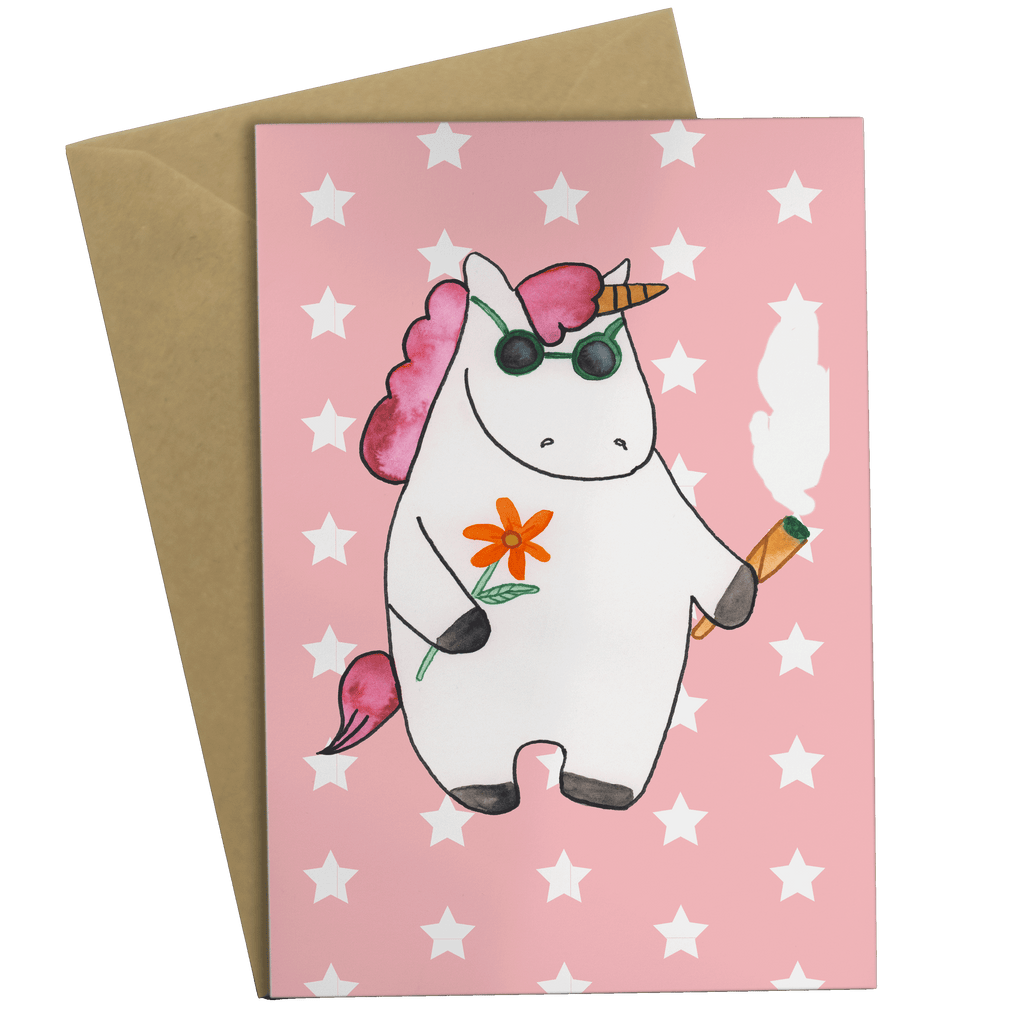 Grußkarte Einhorn Woodstock Grußkarte, Klappkarte, Einladungskarte, Glückwunschkarte, Hochzeitskarte, Geburtstagskarte, Karte, Einhorn, Einhörner, Einhorn Deko, Pegasus, Unicorn, Kiffen, Joint, Zigarette, Alkohol, Party, Spaß. lustig, witzig, Woodstock