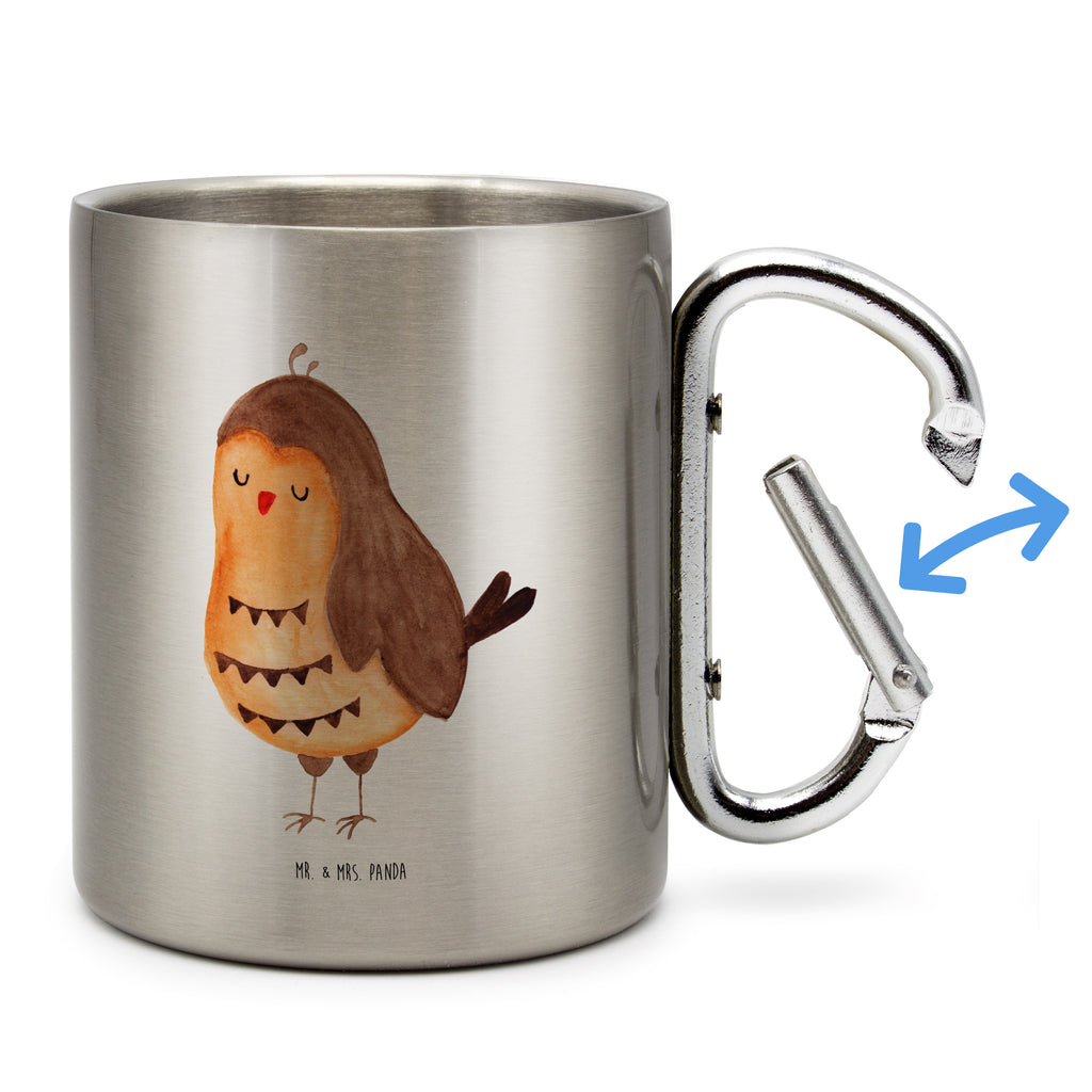 Edelstahlbecher Eule Zufrieden Edelstahltasse, Karabiner, Edelstahlbecher, Outdoor, Camping, Tasse, Becher, Eule, Eule Spruch, Eule deko, Owl, Liebe Spruch, Romantisch, Wortspiel lustig, Spruch schön, Geschenk Hochzeitstag