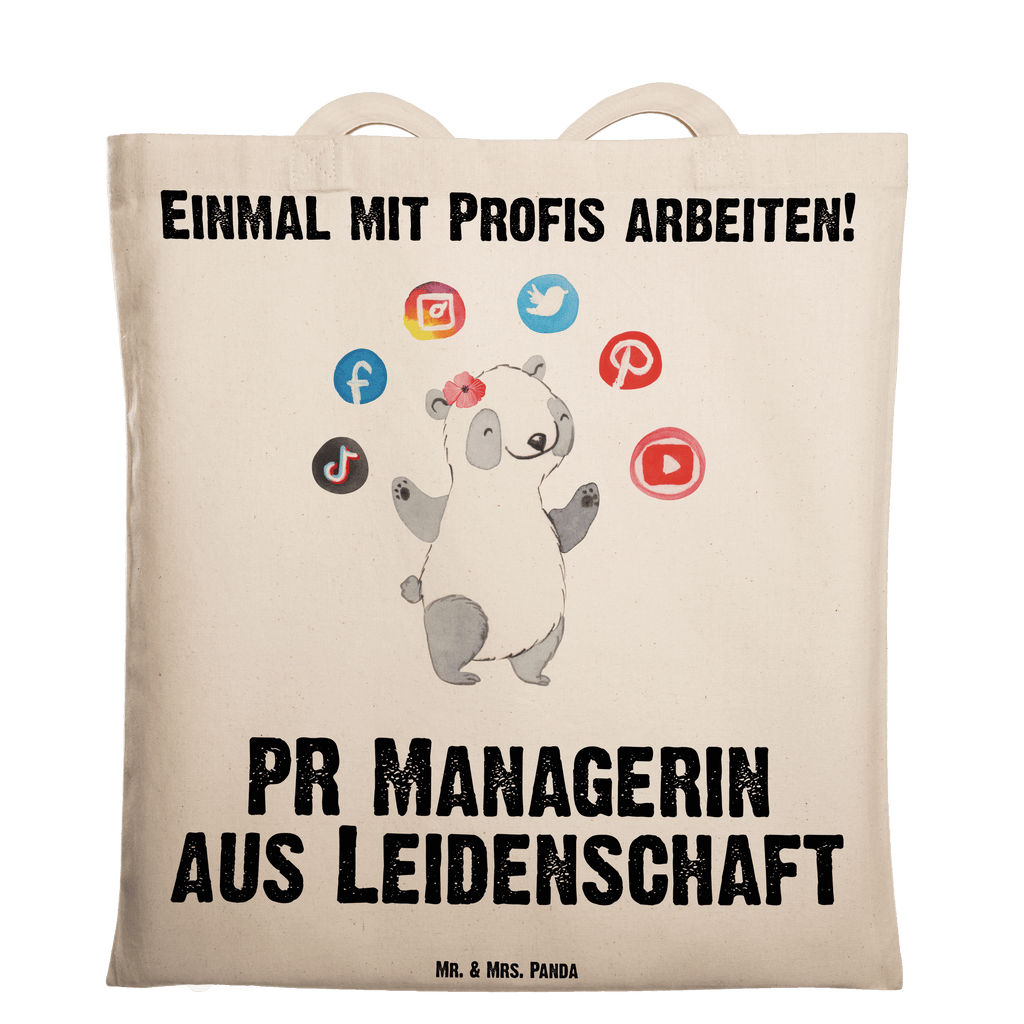 Tragetasche PR Managerin aus Leidenschaft Beuteltasche, Beutel, Einkaufstasche, Jutebeutel, Stoffbeutel, Tasche, Shopper, Umhängetasche, Strandtasche, Schultertasche, Stofftasche, Tragetasche, Badetasche, Jutetasche, Einkaufstüte, Laptoptasche, Beruf, Ausbildung, Jubiläum, Abschied, Rente, Kollege, Kollegin, Geschenk, Schenken, Arbeitskollege, Mitarbeiter, Firma, Danke, Dankeschön