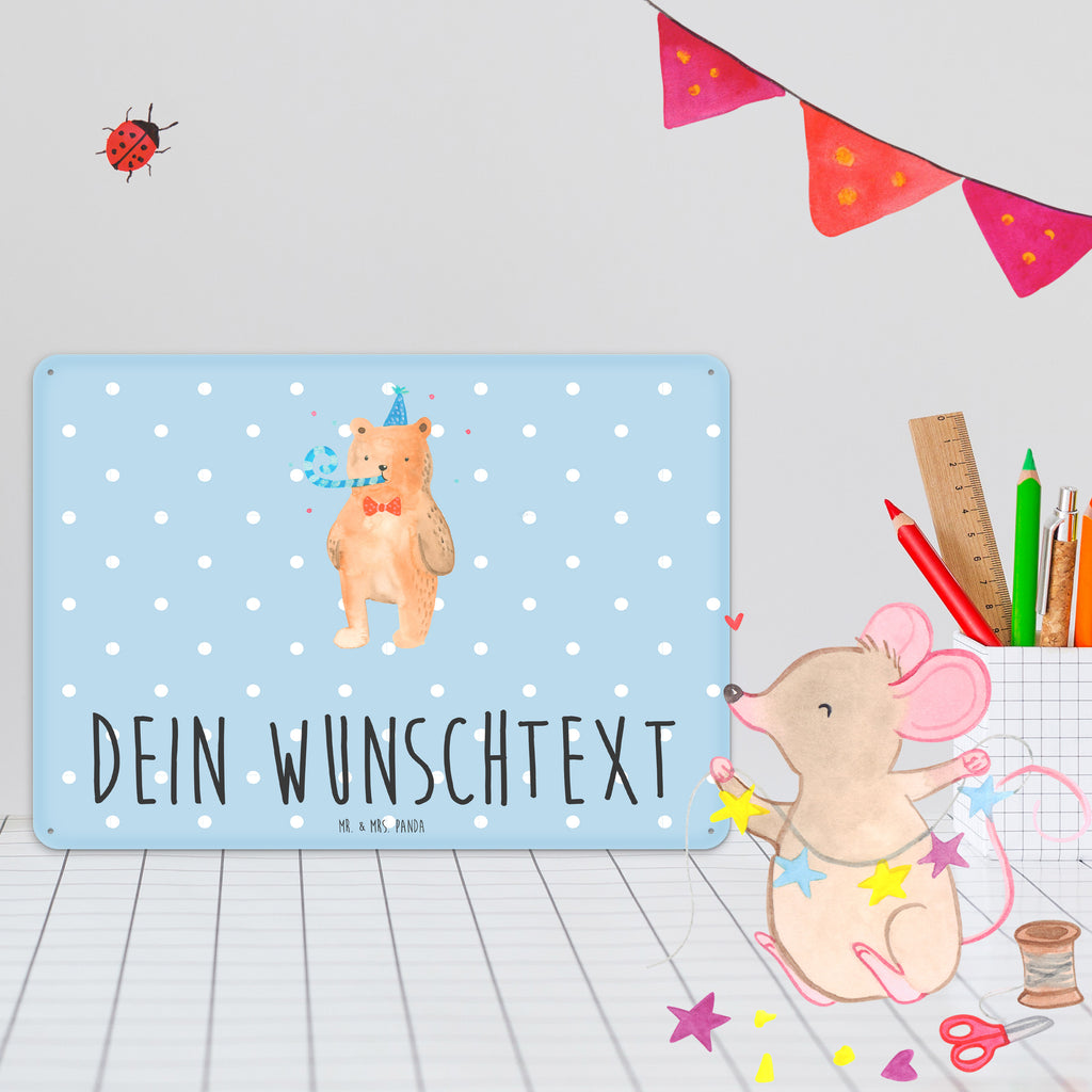 Personalisiertes Blechschild Bär Geburtstag Blechschild, Metallschild, Geschenk Schild, Schild, Magnet-Metall-Schild, Deko Schild, Wandschild, Wand-Dekoration, Türschild, Bär, Teddy, Teddybär, Happy Birthday, Alles Gute, Glückwunsch, Geburtstag