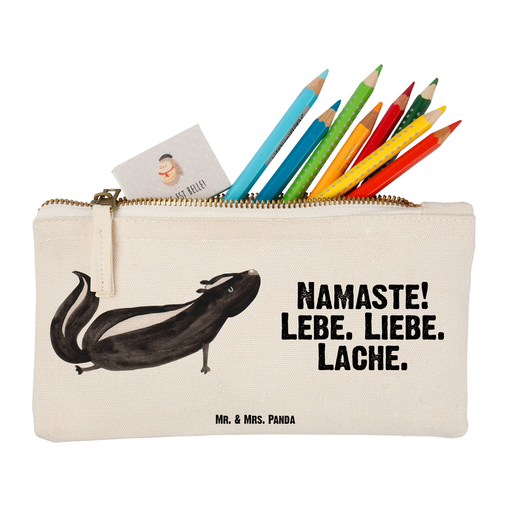 Schminktasche Stinktier Yoga Schminktasche, Kosmetiktasche, Kosmetikbeutel, Stiftemäppchen, Etui, Federmappe, Makeup, XXL, Schminketui, Kosmetiketui, Schlamperetui, Stinktier, Skunk, Wildtier, Raubtier, Stinker, Stinki, Yoga, Namaste, Lebe, Liebe, Lache