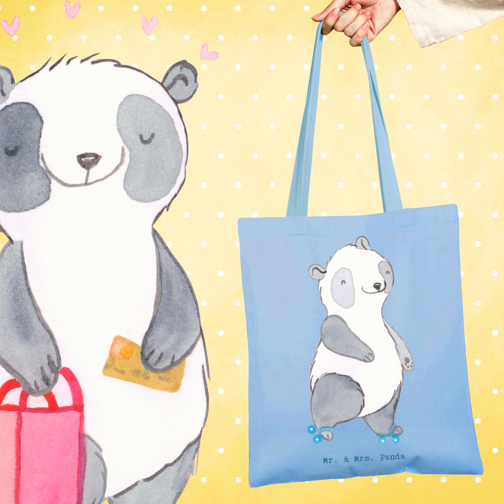 Tragetasche Panda Inliner fahren Tage Beuteltasche, Beutel, Einkaufstasche, Jutebeutel, Stoffbeutel, Tasche, Shopper, Umhängetasche, Strandtasche, Schultertasche, Stofftasche, Tragetasche, Badetasche, Jutetasche, Einkaufstüte, Laptoptasche, Geschenk, Sport, Sportart, Hobby, Schenken, Danke, Dankeschön, Auszeichnung, Gewinn, Sportler, Inliner fahren, Rollschuh fahren, Rollerblades, inlinern