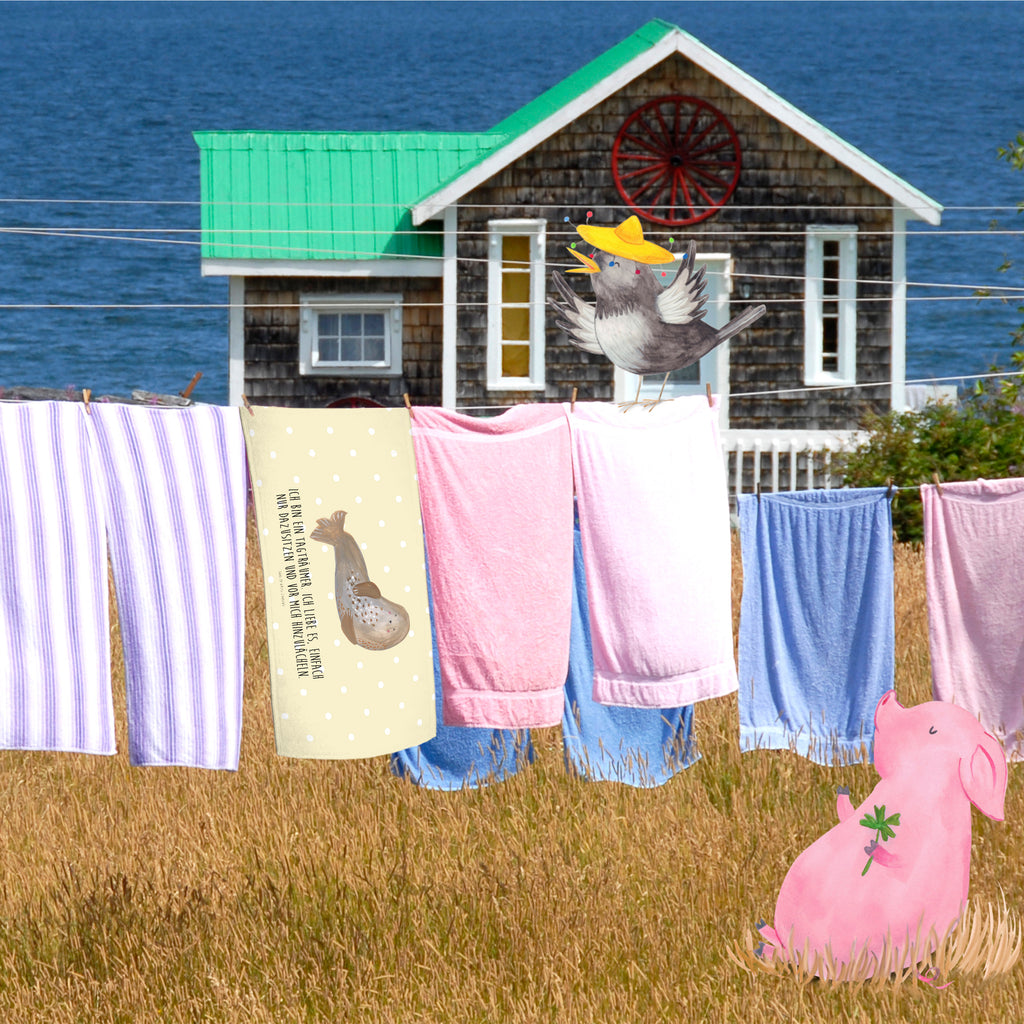 Handtuch Robbe Lachen Handtuch, Badehandtuch, Badezimmer, Handtücher, groß, Kinder, Baby, Tiermotive, Gute Laune, lustige Sprüche, Tiere, Robbe, Robben, Seehund, Strand, Meerestier, Ostsee, Nordsee