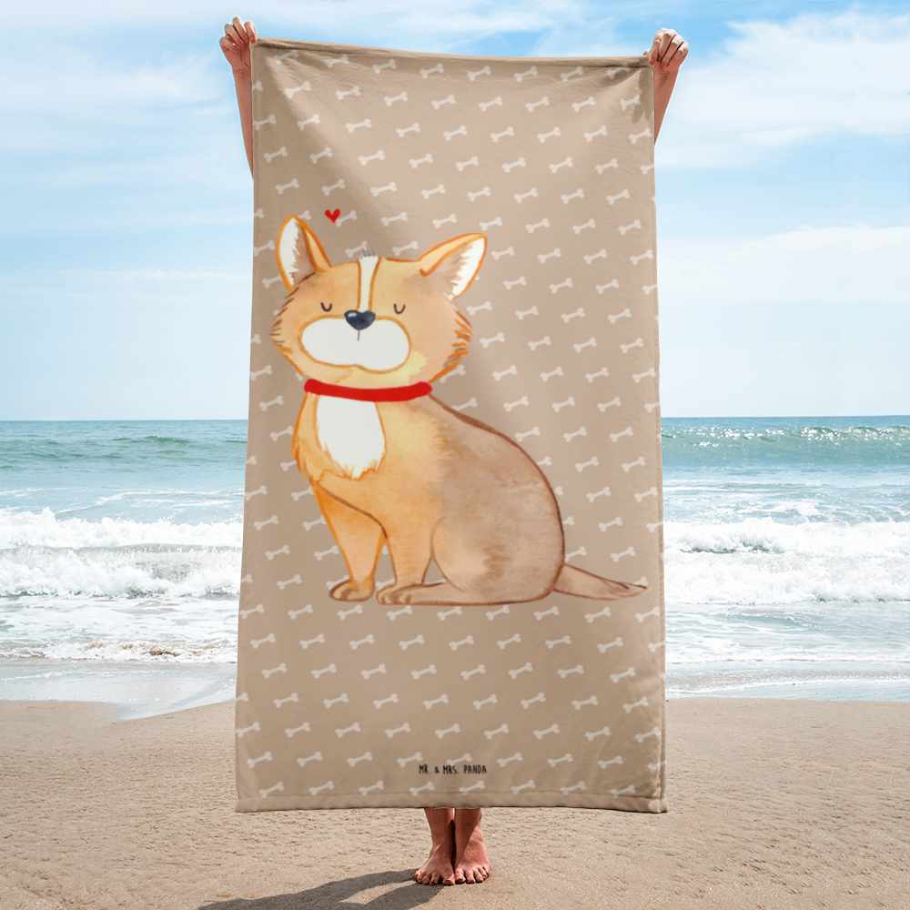 XL Badehandtuch Hundeglück Handtuch, Badetuch, Duschtuch, Strandtuch, Saunatuch, Hund, Hundemotiv, Haustier, Hunderasse, Tierliebhaber, Hundebesitzer, Sprüche, Corgie, Hundeliebe, Spruch, Hundemama, Liebe