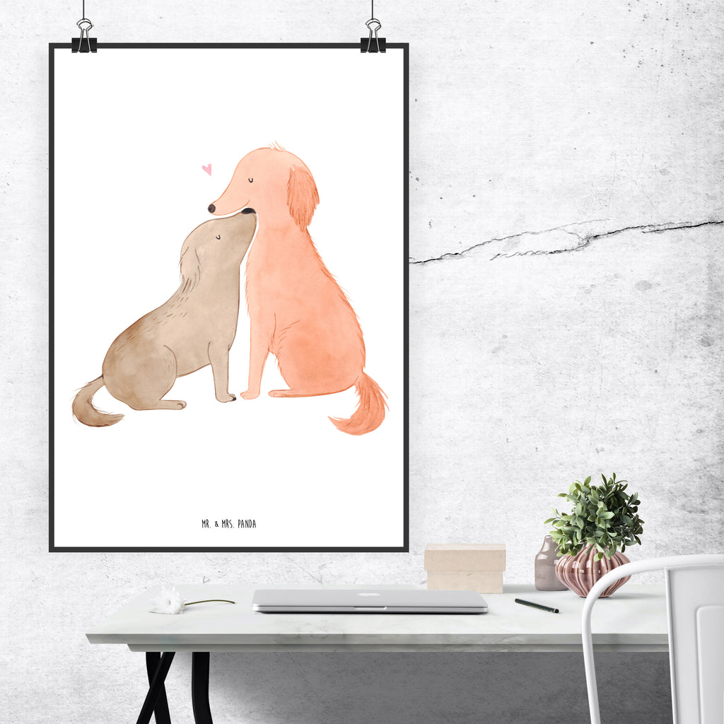 Poster Hunde Liebe Poster, Wandposter, Bild, Wanddeko, Küchenposter, Kinderposter, Wanddeko Bild, Raumdekoration, Wanddekoration, Handgemaltes Poster, Mr. & Mrs. Panda Poster, Designposter, Kunstdruck, Posterdruck, Hund, Hundemotiv, Haustier, Hunderasse, Tierliebhaber, Hundebesitzer, Sprüche, Liebe, Hund. Hunde, Kuss, Vertrauen, Kuscheln, Herz