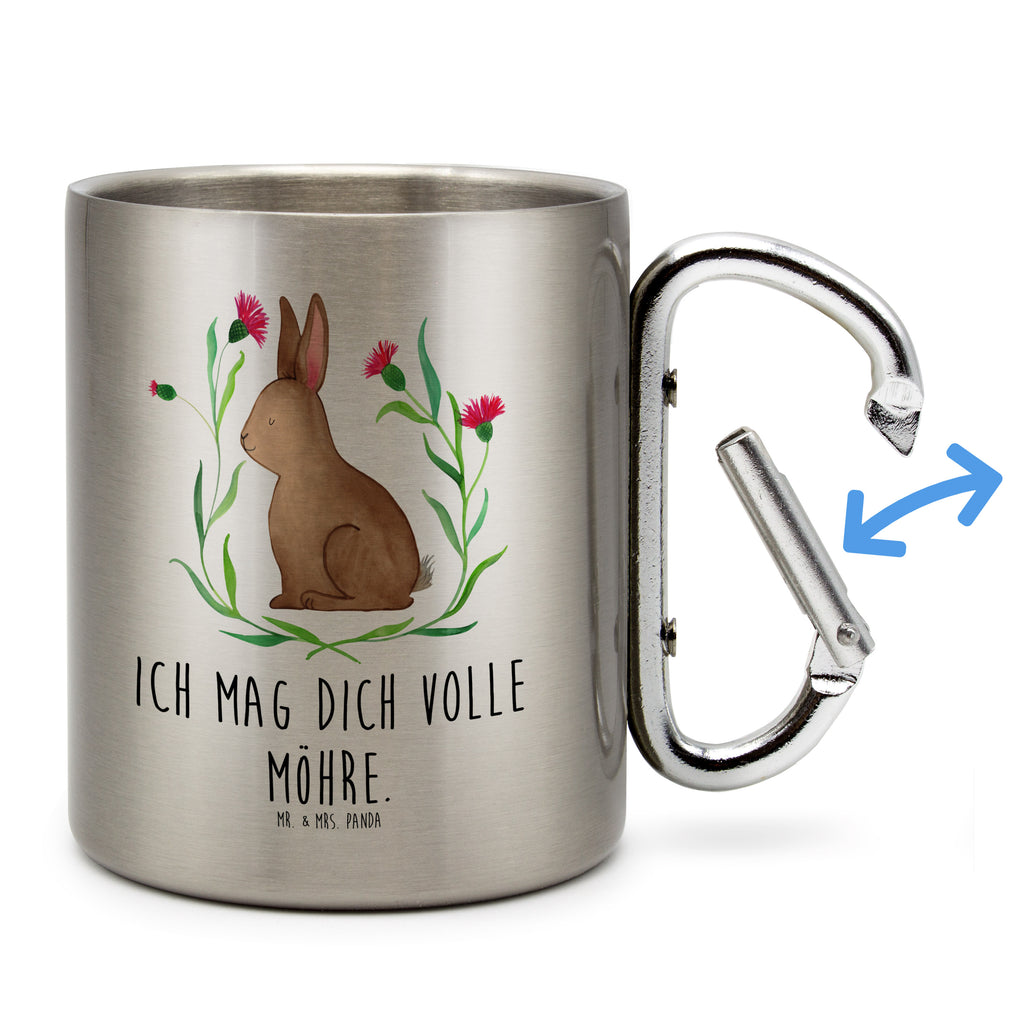 Edelstahlbecher Hase sitzend Edelstahltasse, Karabiner, Edelstahlbecher, Outdoor, Camping, Tasse, Becher, Ostern, Osterhase, Ostergeschenke, Osternest, Osterdeko, Geschenke zu Ostern, Ostern Geschenk, Ostergeschenke Kinder, Ostern Kinder, Frohe Ostern, Ostergrüße, Osterblume, Liebe, Grüße, Hase, Kaninchen