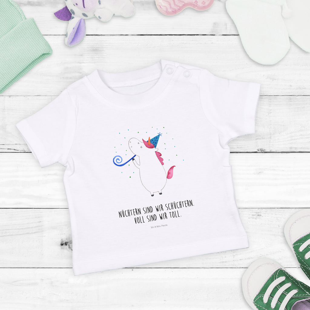 Organic Baby Shirt Einhorn Party Baby T-Shirt, Jungen Baby T-Shirt, Mädchen Baby T-Shirt, Shirt, Einhorn, Einhörner, Einhorn Deko, Pegasus, Unicorn, Glitzer, Konfetti, Party, Geburtstag, Feier, Fest, Alkohol, Disco, Club