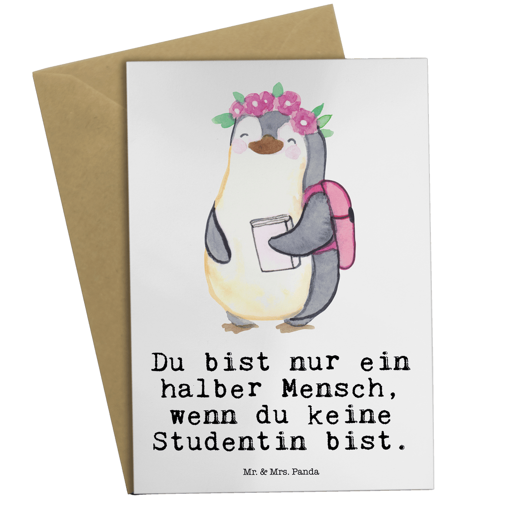 Grußkarte Studentin mit Herz Grußkarte, Klappkarte, Einladungskarte, Glückwunschkarte, Hochzeitskarte, Geburtstagskarte, Karte, Ansichtskarten, Beruf, Ausbildung, Jubiläum, Abschied, Rente, Kollege, Kollegin, Geschenk, Schenken, Arbeitskollege, Mitarbeiter, Firma, Danke, Dankeschön