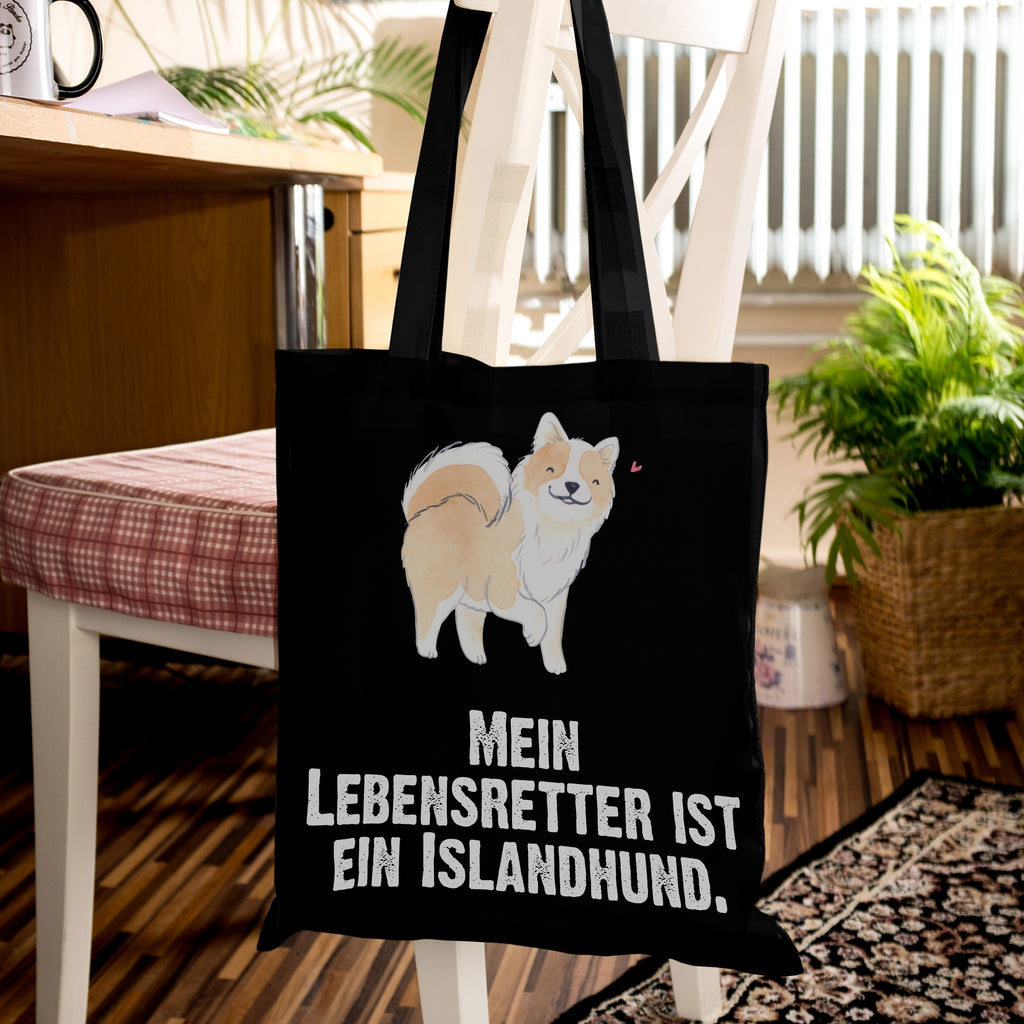 Tragetasche Islandhund Lebensretter Beuteltasche, Beutel, Einkaufstasche, Jutebeutel, Stoffbeutel, Tasche, Shopper, Umhängetasche, Strandtasche, Schultertasche, Stofftasche, Tragetasche, Badetasche, Jutetasche, Einkaufstüte, Laptoptasche, Hund, Hunderasse, Rassehund, Hundebesitzer, Geschenk, Tierfreund, Schenken, Welpe, Islandhund, isländischer Schäferhund