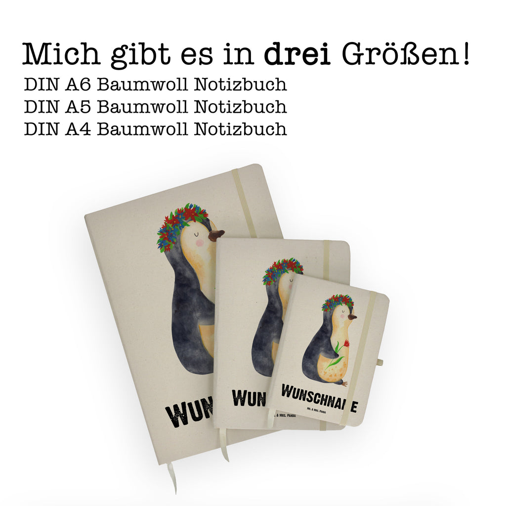 DIN A4 Personalisiertes Notizbuch Pinguin Blumenkranz Personalisiertes Notizbuch, Notizbuch mit Namen, Notizbuch bedrucken, Personalisierung, Namensbuch, Namen, Pinguin, Pinguine, Blumenkranz, Universum, Leben, Wünsche, Ziele, Lebensziele, Motivation, Lebenslust, Liebeskummer, Geschenkidee