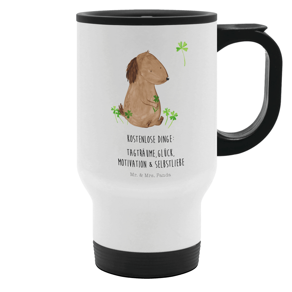 Thermobecher Hund Kleeblatt Thermobecher, To Go Becher, Thermotasse, Kaffeebecher, Isolierbecher, Thermobecher To Go, Warmhaltetasse, Edelstahlbecher, Reisebecher, Tasse mit Deckel, Thermobecher für 400 ml, Kaffeetasse zum Mitnehmen, Tasse zum Mitnehmen, Spülmaschinenfest, Hund, Hundemotiv, Haustier, Hunderasse, Tierliebhaber, Hundebesitzer, Sprüche, Kleeblatt, Glück, Tagträume, Motivation, Neuanfang, Geschenk, Glücksbringer, Selbstliebe, Achtsamkeit