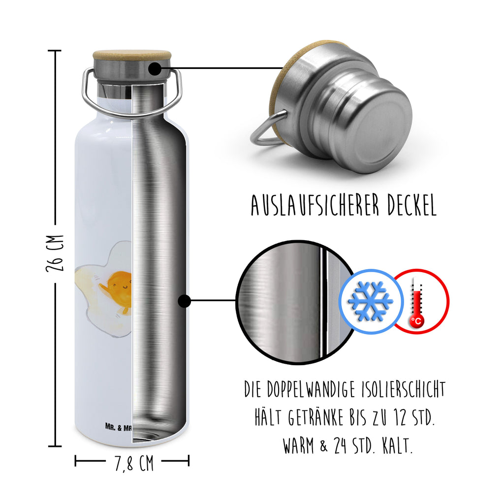 Trinkflasche Spiegelei Ei Thermosflasche, Isolierflasche, Edelstahl, Trinkflasche, isoliert, Wamrhaltefunktion, Sportflasche, Flasche zum Sport, Sportlerflasche, Tiermotive, Gute Laune, lustige Sprüche, Tiere, Ei, Spiegelei, Schön, Tag, Glücklich, Liebe