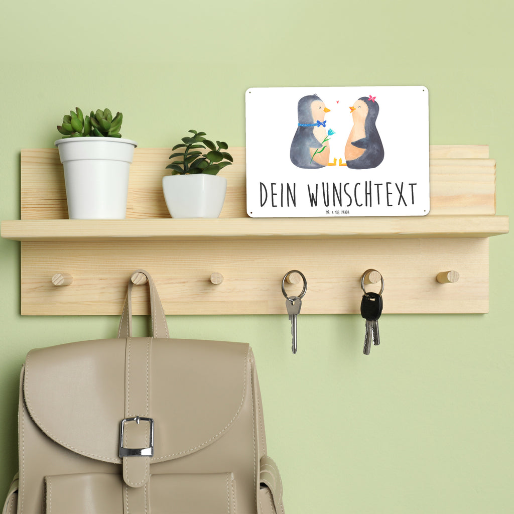 Personalisiertes Blechschild Pinguin Pärchen Blechschild, Metallschild, Geschenk Schild, Schild, Magnet-Metall-Schild, Deko Schild, Wandschild, Wand-Dekoration, Türschild, Pinguin, Pinguine, Liebe, Liebespaar, Liebesbeweis, Liebesgeschenk, Verlobung, Jahrestag, Hochzeitstag, Hochzeit, Hochzeitsgeschenk, große Liebe, Traumpaar