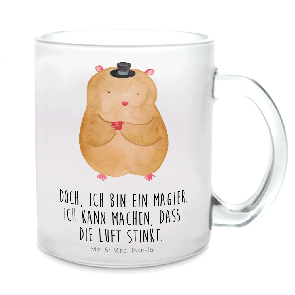 Teetasse Hamster mit Hut Teetasse, Teeglas, Teebecher, Tasse mit Henkel, Tasse, Glas Teetasse, Teetasse aus Glas, Tiermotive, Gute Laune, lustige Sprüche, Tiere, Hamster, Hut, Magier, Zylinder, Zwerghamster, Zauberer