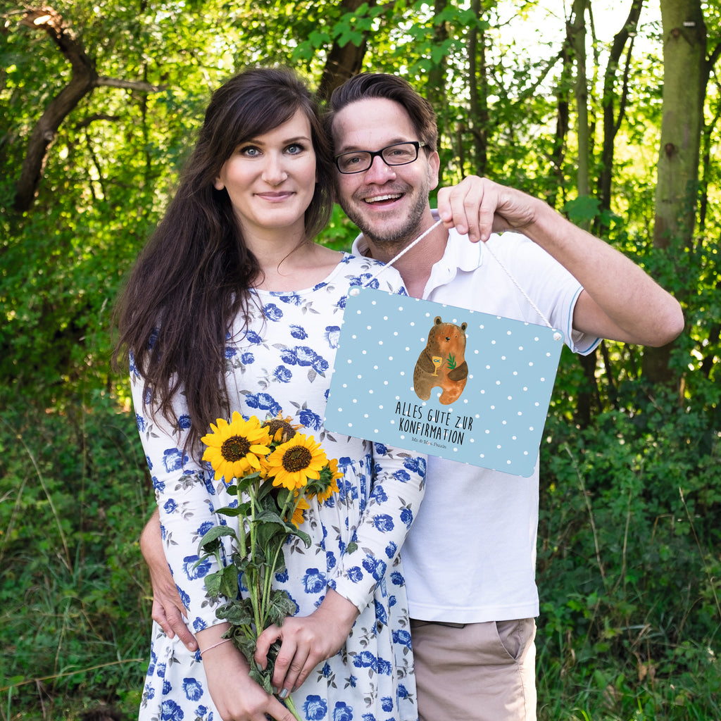 Deko Schild Konfirmation-Bär Dekoschild, Deko Schild, Schild, Tür Schild, Türschild, Holzschild, Wandschild, Wanddeko, Bär, Teddy, Teddybär, Konfirmation, Kirche, evangelisch, Gottesdienst