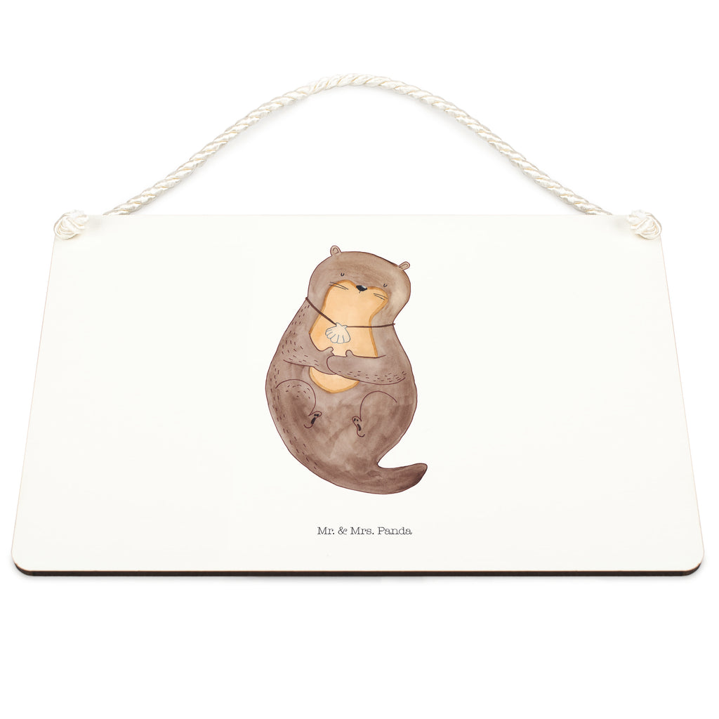 Deko Schild Otter mit Muschelmedaillon Dekoschild, Deko Schild, Schild, Tür Schild, Türschild, Holzschild, Wandschild, Wanddeko, Otter, Fischotter, Seeotter, Otterliebe, grübeln, träumen, Motivation, Tagträumen, Büro