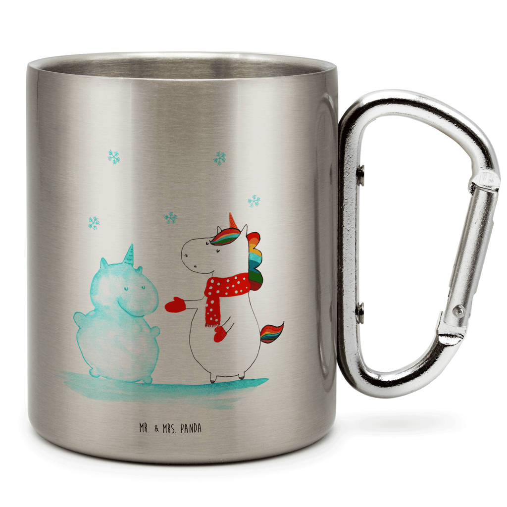 Edelstahlbecher Einhorn Schneemann Edelstahltasse, Karabiner, Edelstahlbecher, Outdoor, Camping, Tasse, Becher, Einhorn, Einhörner, Einhorn Deko, Pegasus, Unicorn, Schneemann, Winter, Schnee, Kuchen, Weihnachten, kalt, Mütze, Handschuhe, X-Mas