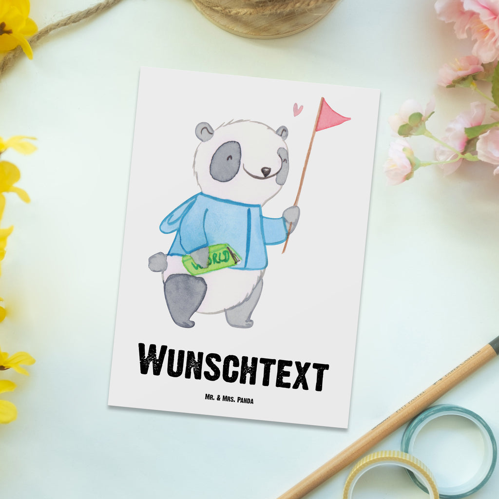 Personalisierte Postkarte Reiseleiter mit Herz Postkarte mit Namen, Postkarte bedrucken, Postkarte mit Wunschtext, Postkarte personalisierbar, Geschenkkarte mit Namen, Grußkarte mit Namen, Karte mit Namen, Einladung mit Namen, Ansichtskarte mit Namen, Geschenkkarte mit Wunschtext, Grußkarte mit Wunschtext, Karte mit Wunschtext, Einladung mit Wunschtext, Ansichtskarte mit Wunschtext, Beruf, Ausbildung, Jubiläum, Abschied, Rente, Kollege, Kollegin, Geschenk, Schenken, Arbeitskollege, Mitarbeiter, Firma, Danke, Dankeschön