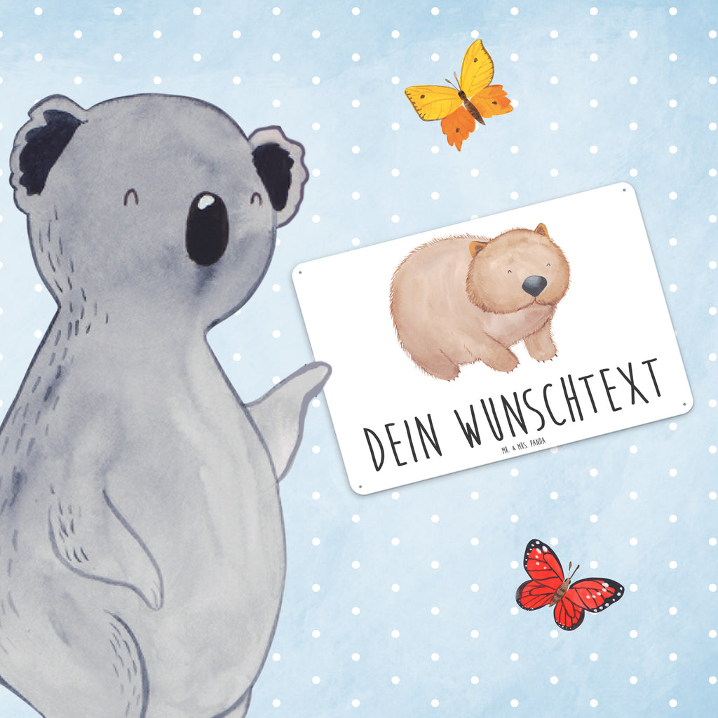 Personalisiertes Blechschild Wombat Blechschild, Metallschild, Geschenk Schild, Schild, Magnet-Metall-Schild, Deko Schild, Wandschild, Wand-Dekoration, Türschild, Tiermotive, Gute Laune, lustige Sprüche, Tiere, Wombat, Das Leben ist schön, Motivation, Spruch, Australien