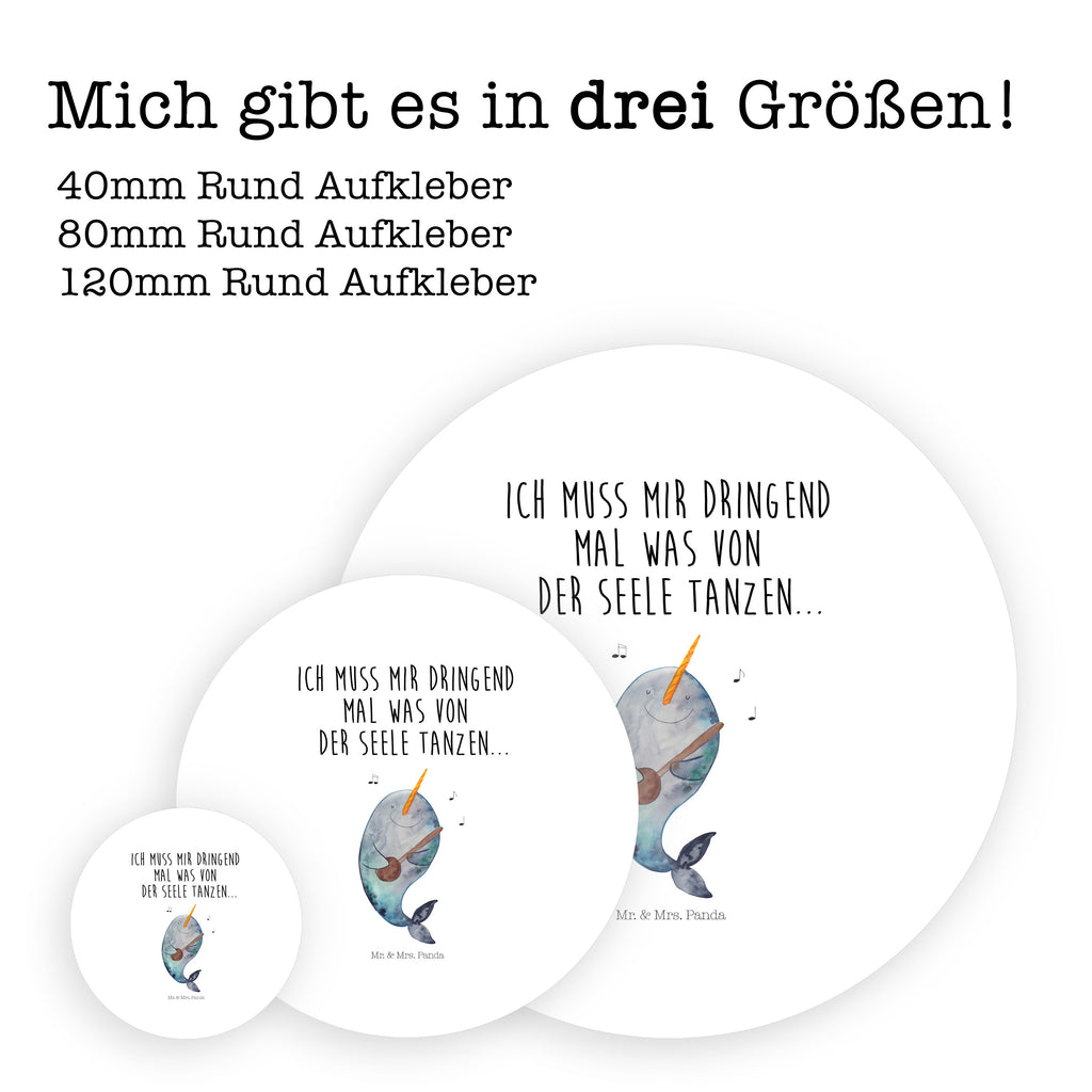 Rund Aufkleber Narwal Gitarre Sticker, Aufkleber, Etikett, Meerestiere, Meer, Urlaub, Narwal, Wal, Tanzen, Probleme, Problemlösung, Frust, Gespräche, Gitarre