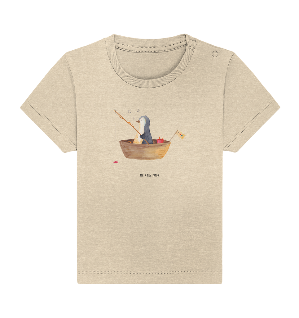 Organic Baby Shirt Pinguin Angelboot Baby T-Shirt, Jungen Baby T-Shirt, Mädchen Baby T-Shirt, Shirt, Pinguin, Pinguine, Angeln, Boot, Angelboot, Lebenslust, Leben, genießen, Motivation, Neustart, Neuanfang, Trennung, Scheidung, Geschenkidee Liebeskummer