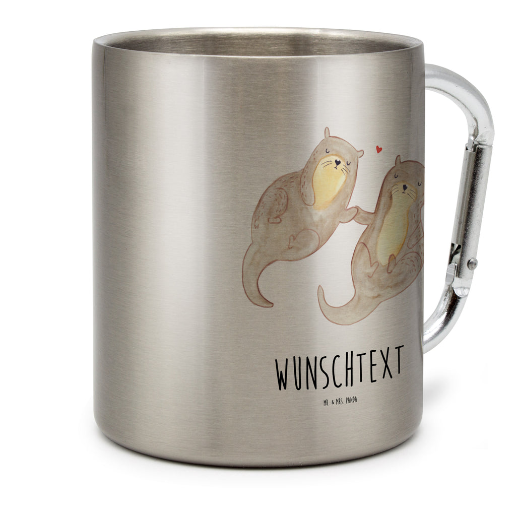 Personalisierter Edelstahlbecher Otter händchenhaltend Personalisierte Edelstahltasse, Personalisierter Edelstahlbecher, Personalisierter Outdoor Becher, Personalisierte Outdoor Tasse, Otter, Fischotter, Seeotter, Otter Seeotter See Otter