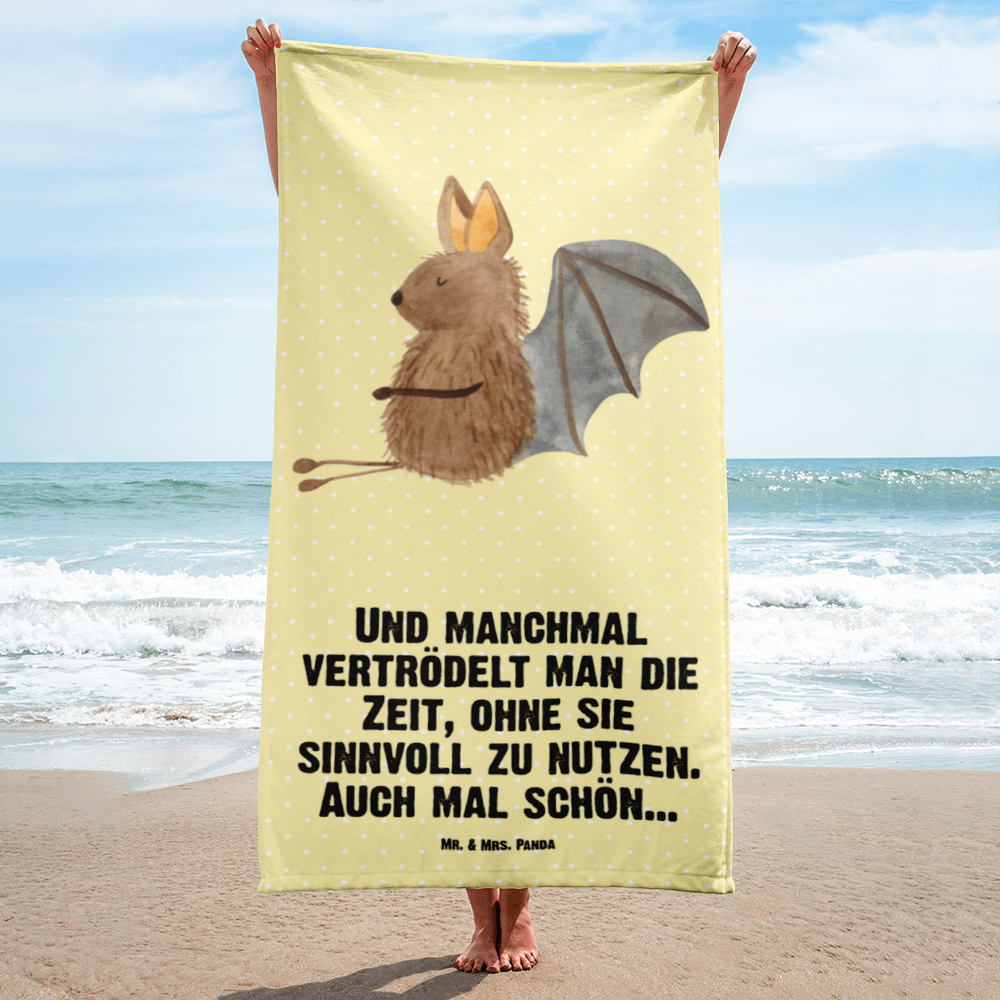 XL Badehandtuch Fledermaus sitzend Handtuch, Badetuch, Duschtuch, Strandtuch, Saunatuch, Tiermotive, Gute Laune, lustige Sprüche, Tiere, Fledermaus, Fledermäuse, Motivation, entspannen