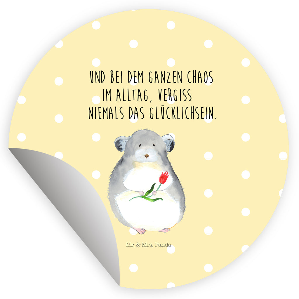 Rund Aufkleber Chinchilla mit Blume Sticker, Aufkleber, Etikett, Tiermotive, Gute Laune, lustige Sprüche, Tiere, Chinchilla, Chinchillas, Liebeskummer, Kummer, Depressionen, traurig sein, Chaos, Glücklichsein, Büro, Büroalltag