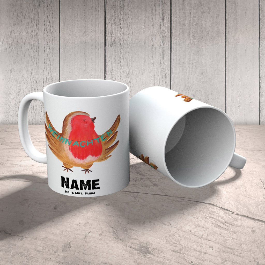 Personalisierte Tasse Rotkehlchen Weihnachten Personalisierte Tasse, Namenstasse, Wunschname, Personalisiert, Tasse, Namen, Drucken, Tasse mit Namen, Winter, Weihnachten, Weihnachtsdeko, Nikolaus, Advent, Heiligabend, Wintermotiv, Frohe Weihnachten, Weihnachtsmotiv, Weihnachtsgruß, Vogel, xmas