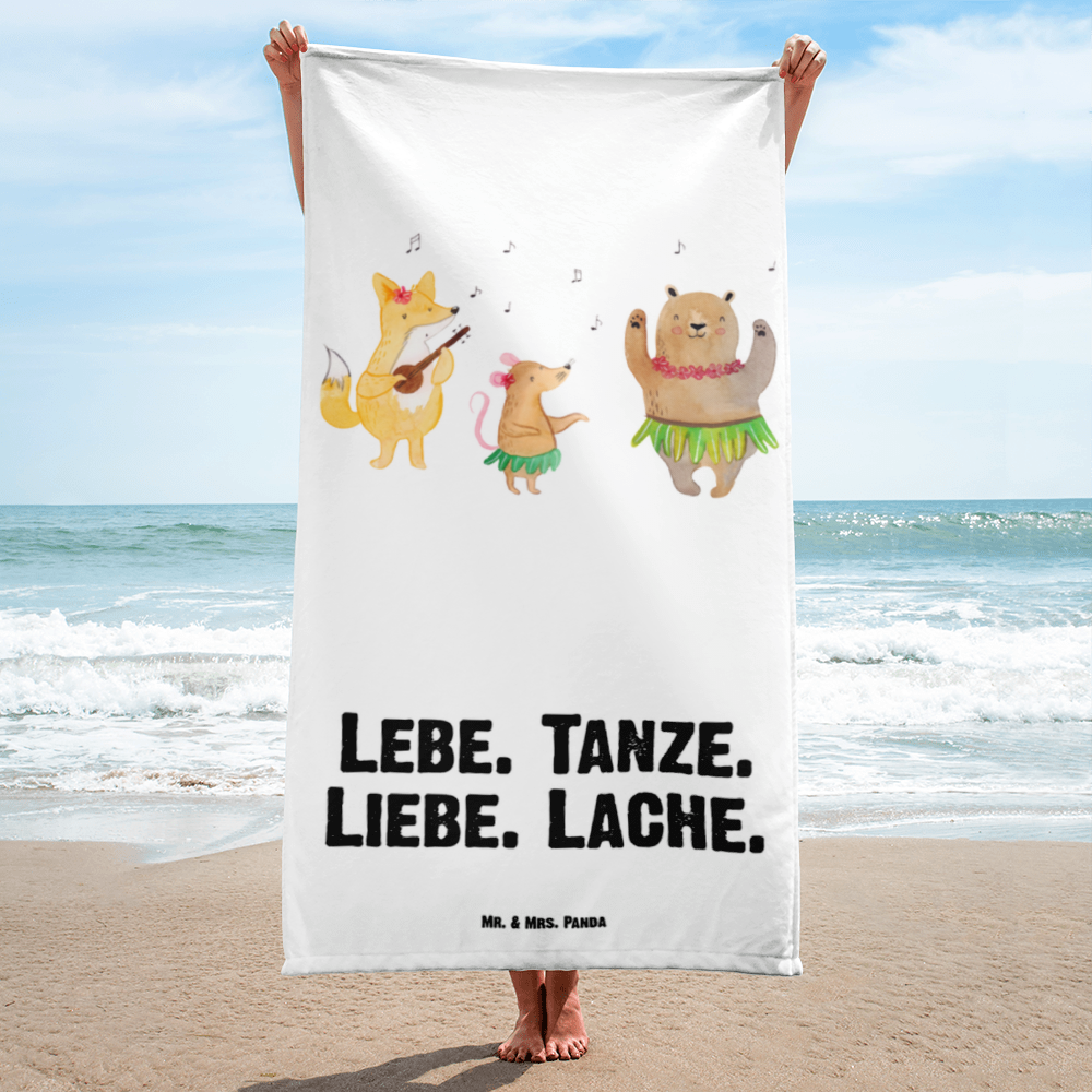 XL Badehandtuch Waldtiere Aloha Handtuch, Badetuch, Duschtuch, Strandtuch, Saunatuch, Tiermotive, Gute Laune, lustige Sprüche, Tiere, Wald, Waldtiere, Musik, Aloha, Bär, Hase, Igel, Tanzen, Leben, Lachen