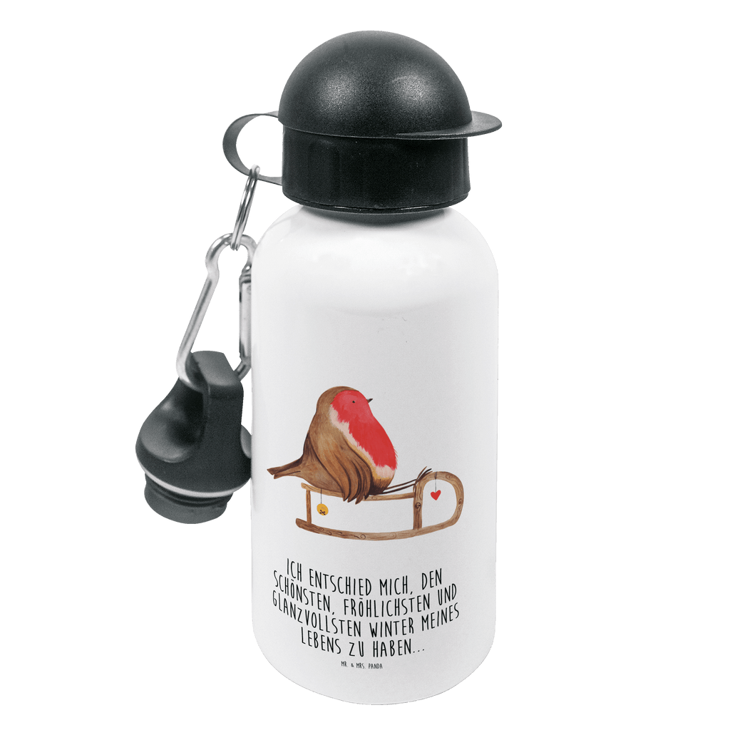 Kindertrinkflasche Rotkehlchen Schlitten Kindertrinkflasche, Kinder Trinkflasche, Trinkflasche, Flasche, Kinderflasche, Kinder, Kids, Kindergarten Flasche, Grundschule, Jungs, Mädchen, Winter, Weihnachten, Weihnachtsdeko, Nikolaus, Advent, Heiligabend, Wintermotiv, Schlitten, Vogel