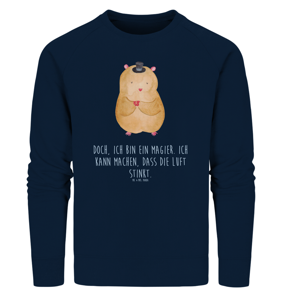 Organic Pullover Hamster mit Hut Pullover, Pullover Männer, Pullover Frauen, Sweatshirt, Sweatshirt Männer, Sweatshirt Frauen, Unisex, Tiermotive, Gute Laune, lustige Sprüche, Tiere, Hamster, Hut, Magier, Zylinder, Zwerghamster, Zauberer