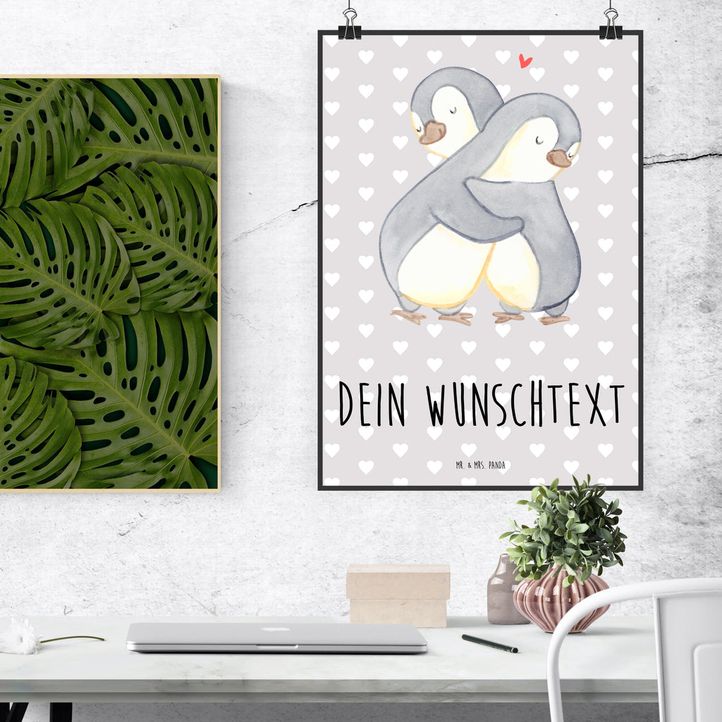 Personalisiertes Poster Pinguine Kuscheln