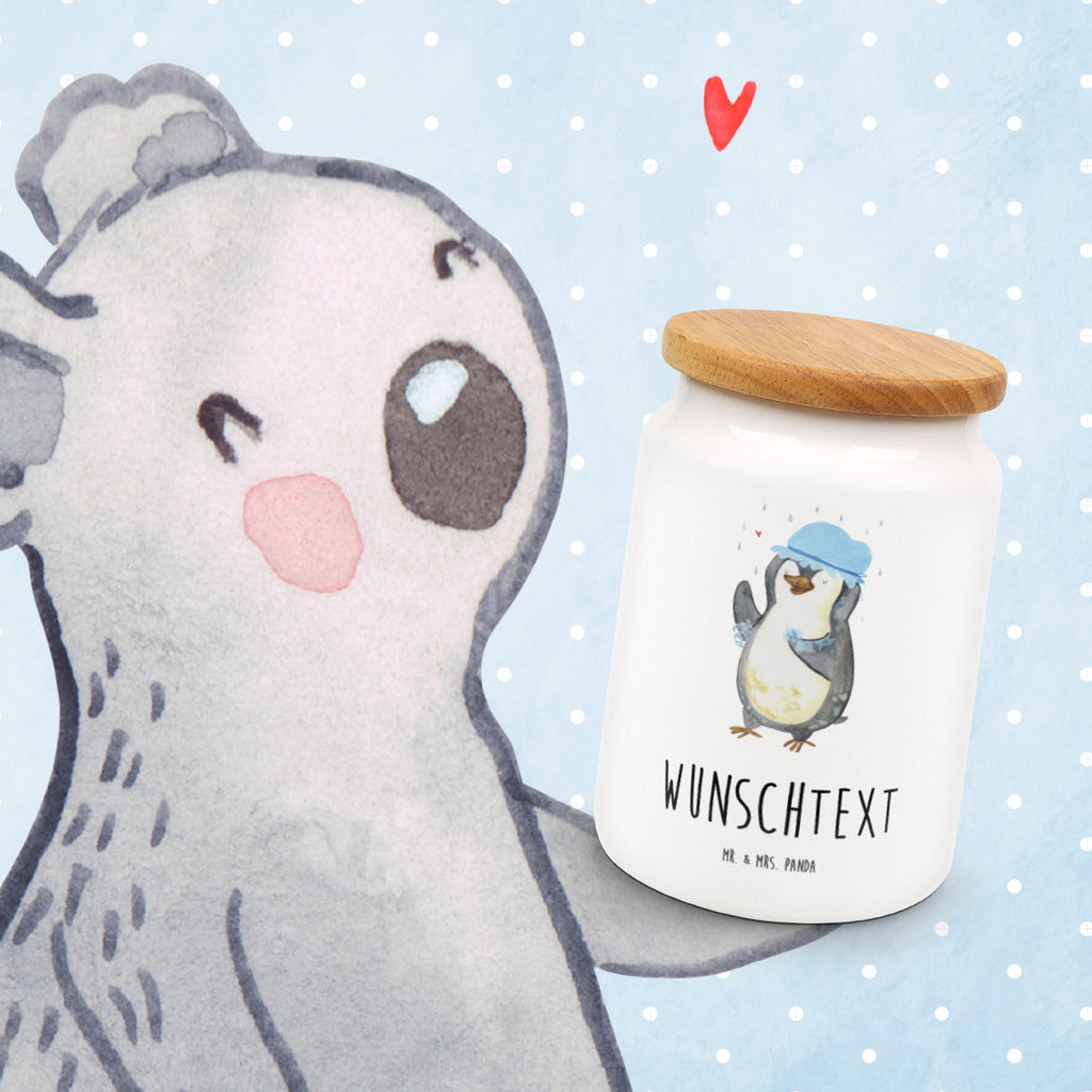 Personalisierte Vorratsdose Pinguin duscht Personalisierte Vorratsdose, Personalisierte Keksdose, Personalisierte Keramikdose, Personalisierte Leckerlidose, Personalisierte Dose, Personalisierter Vorratsbehälter, Personalisierte Aufbewahrungsdose, Pinguin, Pinguine, Dusche, duschen, Lebensmotto, Motivation, Neustart, Neuanfang, glücklich sein