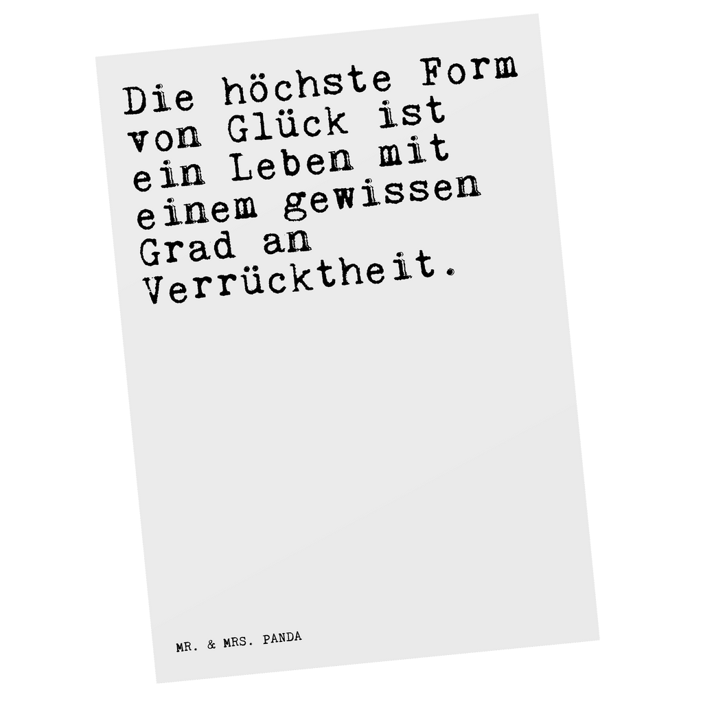 Postkarte Sprüche und Zitate Die höchste Form von Glück ist ein Leben mit einem gewissen Grad an Verrücktheit. Postkarte, Karte, Geschenkkarte, Grußkarte, Einladung, Ansichtskarte, Geburtstagskarte, Einladungskarte, Dankeskarte, Ansichtskarten, Einladung Geburtstag, Einladungskarten Geburtstag, Spruch, Sprüche, lustige Sprüche, Weisheiten, Zitate, Spruch Geschenke, Spruch Sprüche Weisheiten Zitate Lustig Weisheit Worte