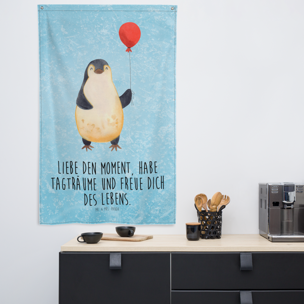 Wandteppich Pinguin Luftballon Wandbehang, Dekoration, Boho, Wandteppich, Wandtuch, Wanddeko, Tapisserie, Tapestry, Wandbild, Textil-Kunst, Schmuck-Wandbehang, Wand Deko, Kinderzimmer, Kinderzimmer Wand, Kinderzimmer Deko, Kinderzimmer Wanddeko, Pinguin, Pinguine, Luftballon, Tagträume, Lebenslust, Geschenk Freundin, Geschenkidee, beste Freundin, Motivation, Neustart, neues Leben, Liebe, Glück